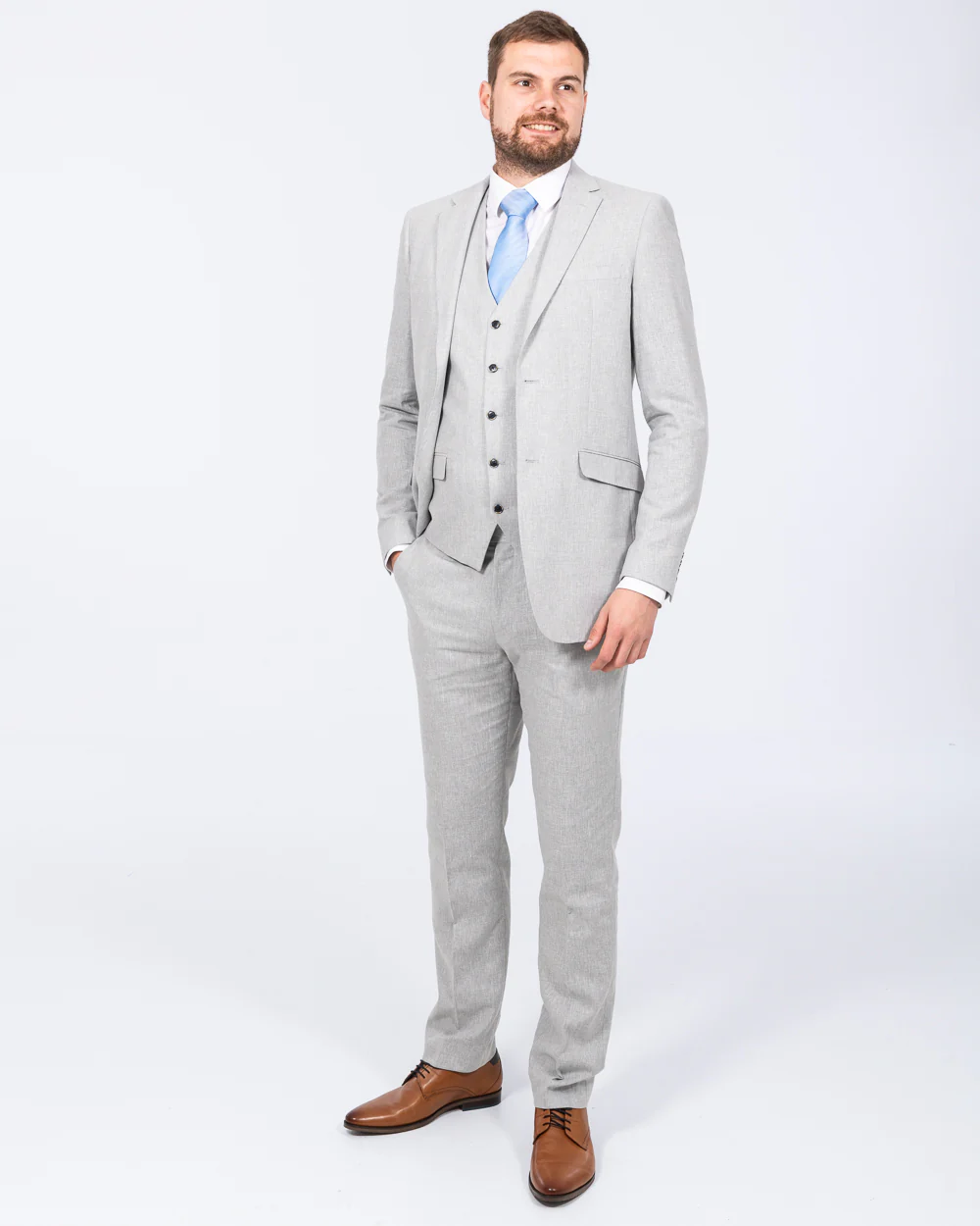Skopes Tuscany Slim Fit Tall Linen Blend Suit (silver) - Image 3